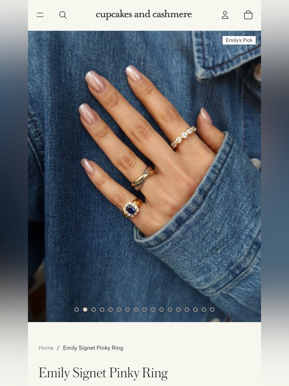 cupcakes & cashmere Gold Ring with Blue Center Stone